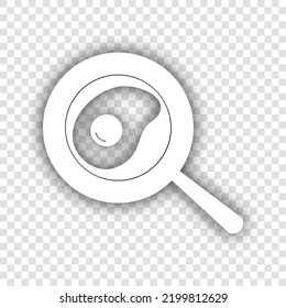 Omelet at pan icon. White Icon with dropped natural gray Shadow at transparent Background. Illustration.