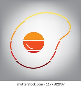 Omelet sign. Flat designed style icon. Vector. Horizontally sliced icon with colors from sunny gradient in gray background.