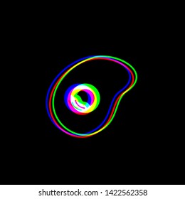 Omelet sign. Flat designed style icon. Red, green and blue unfocused contour icon at black background. Illustration.