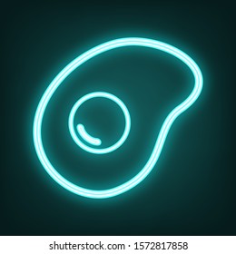 Omelet sign. Flat designed style icon. Cyan neon icon in the dark. Bluring. Luminescence. Illustration.