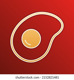 Omelet sign. Flat designed style icon. Golden gradient Icon with contours on redish Background. Illustration.