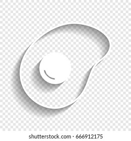 Omelet sign. Flat designed style icon. Vector. White icon with soft shadow on transparent background.