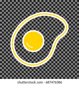 Omelet sign. Flat designed style icon. Vector. Yellow icon with white contour on dark transparent background.