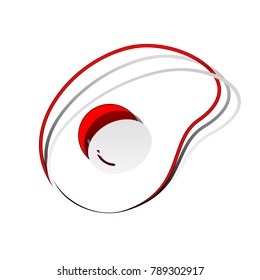 Omelet sign. Flat designed style icon. Vector. Detachable paper icon with red body stock. Isolated.