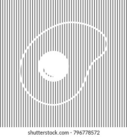 Omelet sign. Flat designed style icon. Vector. White icon on grayish striped background. Optical illusion.