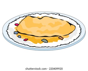 Omelet Wrapping rice on dish