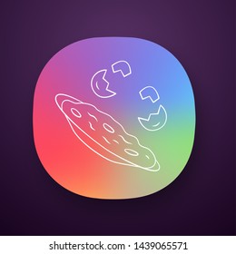 Omelette app icon. Fast cooking dish. Restaurant, cafe breakfast menu. Scrambled, fried eggs. Natural, farming product. UI/UX user interface. Web or mobile application. Vector isolated illustration