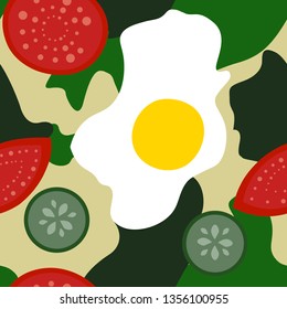 omelette breakfast plate vector pettern
