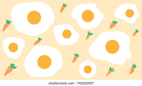 Omelette and carrot illustration in vector