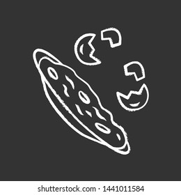Omelette chalk icon. Fast cooking dish. Restaurant, cafe breakfast menu. Morning food. Scrambled, fried eggs. Natural, organic farming product. Isolated vector chalkboard illustration