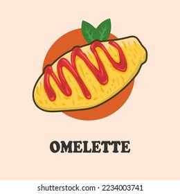 Omelette dish. Fast and easy breakfast with the egg and tomato.