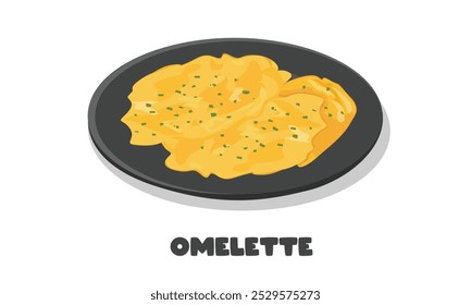 Omelette dish vector.  Egg omelette vector. Food vector. Egg dish. Flat vector in cartoon style isolated on white background.