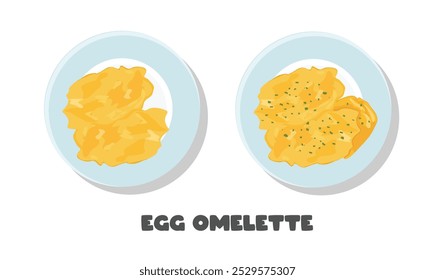 Omelette dish vector.  Egg omelette vector. Food vector. Egg dish. Flat vector in cartoon style isolated on white background.
