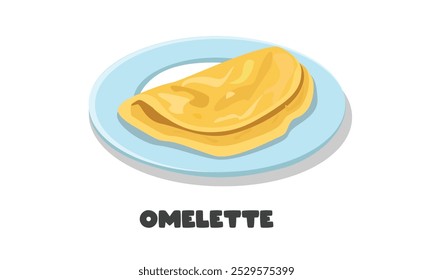 Vetor de prato de Omelete.  Vetor de omelete de ovo. Vetor alimentar. Prato de ovo. Vetor plano em estilo de desenho animado isolado no fundo branco.