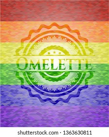 Omelette emblem on mosaic background with the colors of the LGBT flag