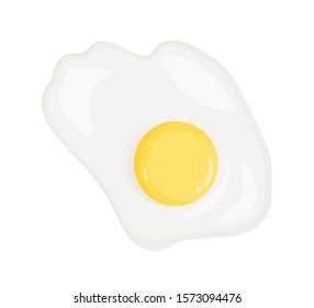 Omelette, fried egg vector illustration. Healthy eating, dietary product, good nutrition item. Breakfast dish, lunch meal top view. Egg protein and yolk isolated on white background.