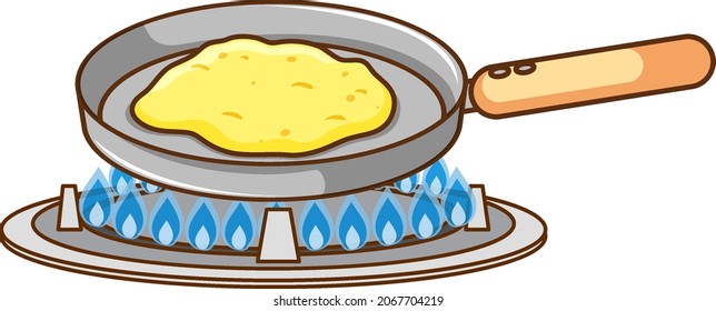 Omelet in Bratpfanne auf Gasherd-Illustration