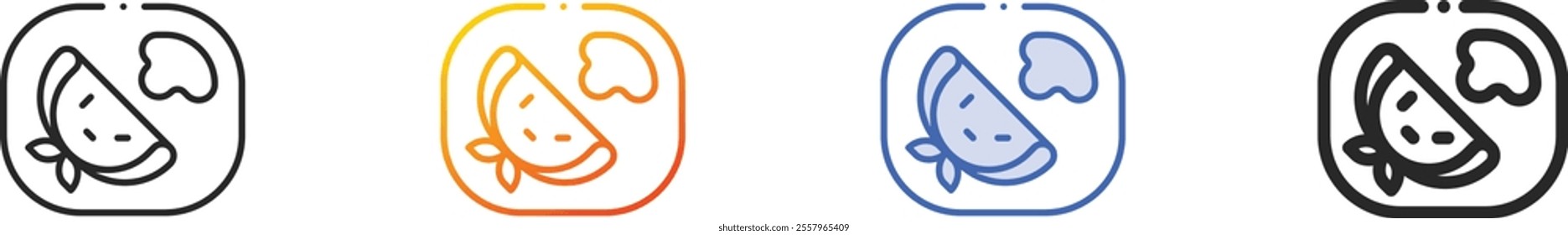 omelette icon.Thin Linear, Gradient, Blue Stroke and bold Style Design Isolated On White Background
