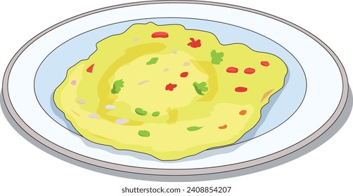 Omelette isolated on white background