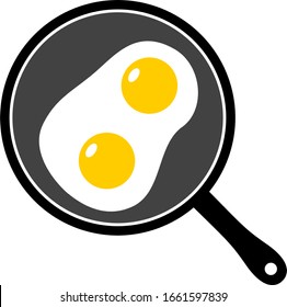 Omelet auf einem Bratpfanne mit zwei Eiern. Vektorillustration-Bild.