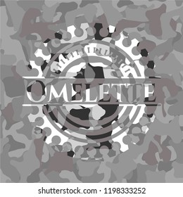 Omelette on grey camouflaged pattern