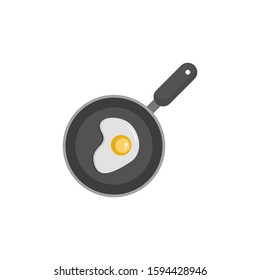 Omelette on pan flat illustration. Isolated on white background. 