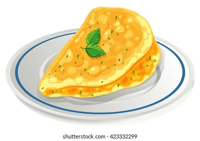 Omelette on the plate illustration