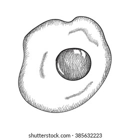 Omelette. One egg. Sketch.  Vector illustration isolated on white background