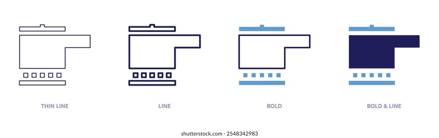 Omelette pan icon in 4 different styles. Thin Line, Line, Bold, and Bold Line. Duotone style. Editable stroke.