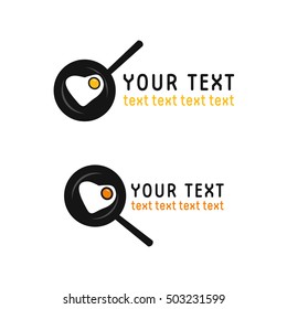 Omelette. Pan. Logo. Pan with fried egg. Restaurant or cafe vector design template. Restaurant logo. Food logo. Pan logo. Restaurant icon. Food icon. Pan icon. Skillet logo. Skillet