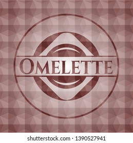 Omelette red emblem with geometric pattern. Seamless.