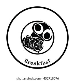Omelette and sandwich icon. Thin circle design. Vector illustration.
