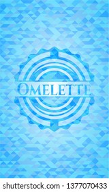 Omelette sky blue emblem with triangle mosaic background