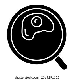 Omelette solid icon. Fried in a frying pan illustration isolated on white. Scrambled eggs glyph style design, designed for web and app. Eps 10