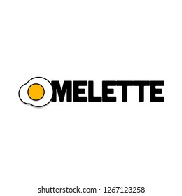 Omelette Typography with Fried Egg Vector Illustration