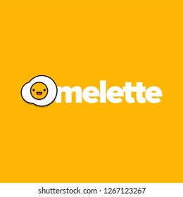 Omelette Typography with Fried Egg Vector Illustration