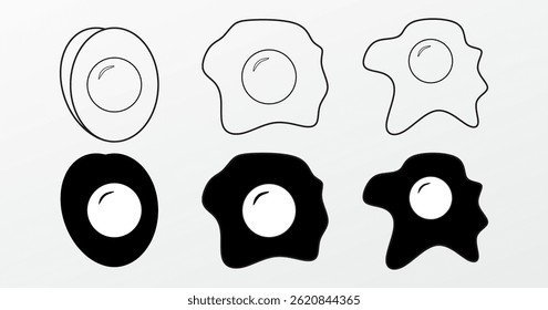 omelette vector collection, egg logo on black and white background, egg symbol illustration.