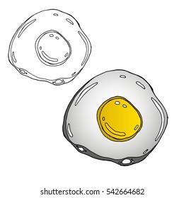 Omelette. Vector illustration of fried eggs. Hand drawn scrambled eggs.