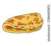 omelette vector illustration,isolated on white background,top view
