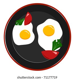 Omelette and vegetables on a white background