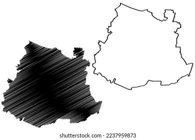 Ometepec municipality (Free and Sovereign State of Guerrero, Mexico, United Mexican States) map vector illustration, scribble sketch Ometepec map