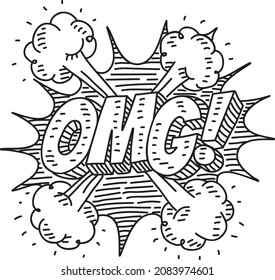"OMG!" - badge, vector sketchy illustration.