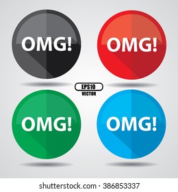 OMG!, Button, label and sign - Vector illustration