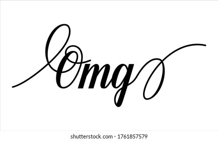 omg Calligraphic Cursive Typographic Text on White Background