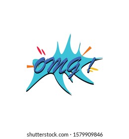 omg comic icon, text funny vector