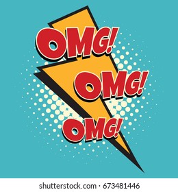 omg comic lightning. Pop art retro vector illustration