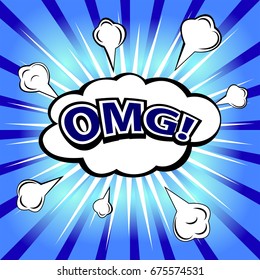 OMG!  Comic speech bubble, cartoon. Vector illustration.