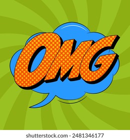 OMG comic speech bubble in trendy pop art style. Bright cartoon message