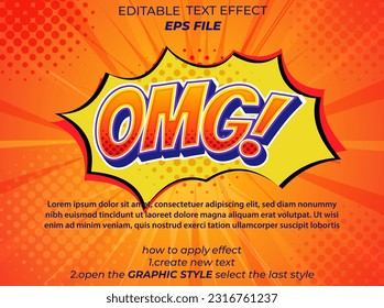 omg comic style text effect, font editable, typography, 3d text. vector template