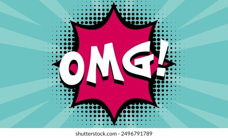 Omg comic text template on retro background for stickers, posters, social media posts